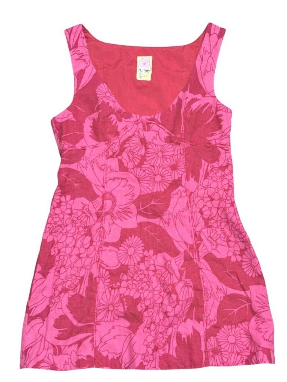 Free People Hawaiian pink red mini linen blend dress- Sz 10